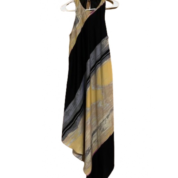 RACHEL Rachel Roy Women’s Multi Abstract Print Asymmetrical Midi Dress Sz-M - Picture 2 of 8